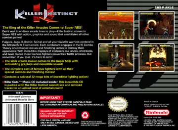 Killer Instinct (USA) (Beta) box cover back